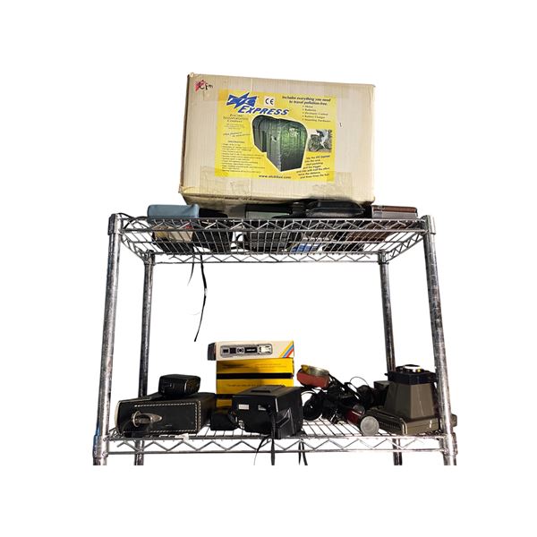 2-Shelf of Vintage Cameras, Flash Equipment, and Accessories