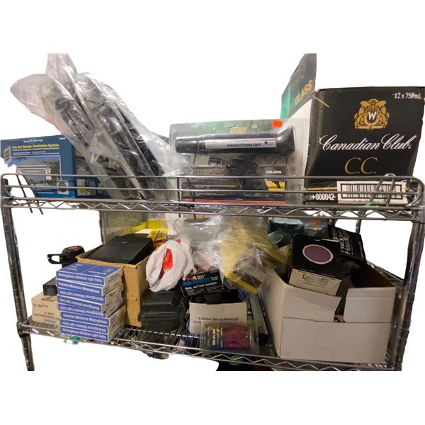 2-Shelf of Misc Automotive Tools and Electronics Items