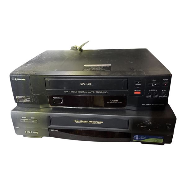 Group of 2 - Emerson & Samsung VCR Video Cassette Recorder Player