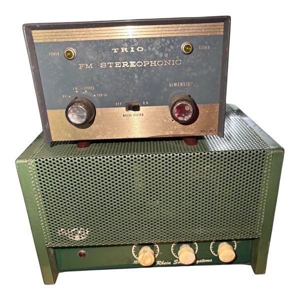 Group of 2 - Trio FM Stereophonic Tuner Model AD-2 and Rhein Sound Systems Model 104 Amplifier