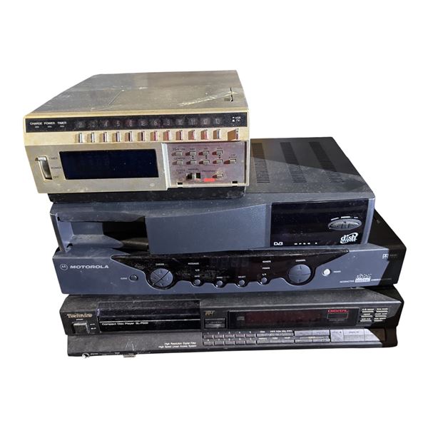 Group of 4 Audio/Video Equipment Includes Dish, Motorola, Technics, RCA TFP1500 Tuner Timer