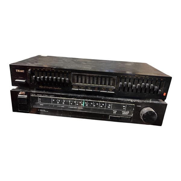Group of 2 - TEAC EQA-22 Graphic Equalizer and JVC T-K1008 Stereo Tuner