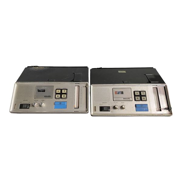 Group of 2 Vintage Philips Cassette Recorders