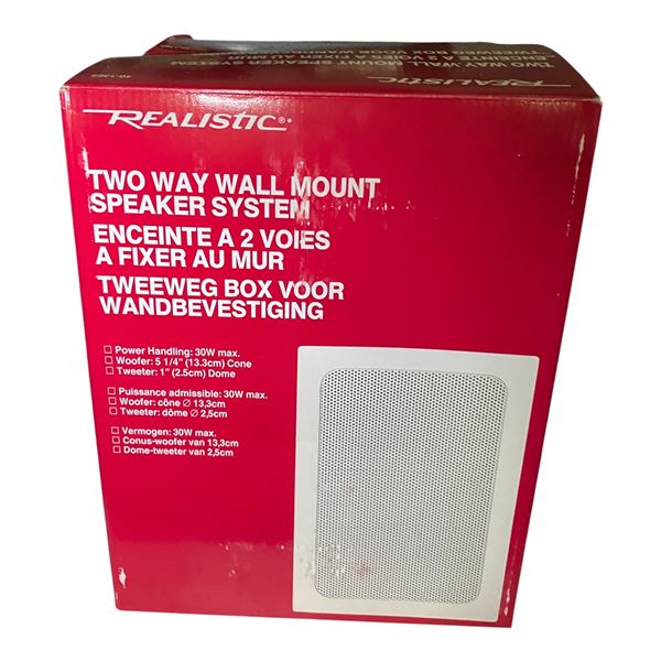 2 Boxes - Realistic Two Way Wall Mount Speaker System