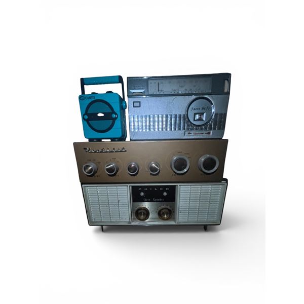Group of 4 - Heathkit WA-P2 Preamplifier, Curtis, Philco, and 3 Band Hi-Fi Radios