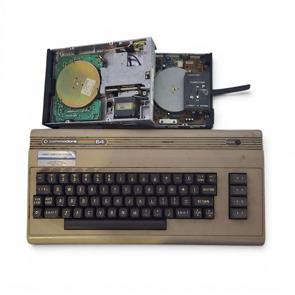 Commodore 64 HOme Computer Keyboard & Group of 2 Disk Drive