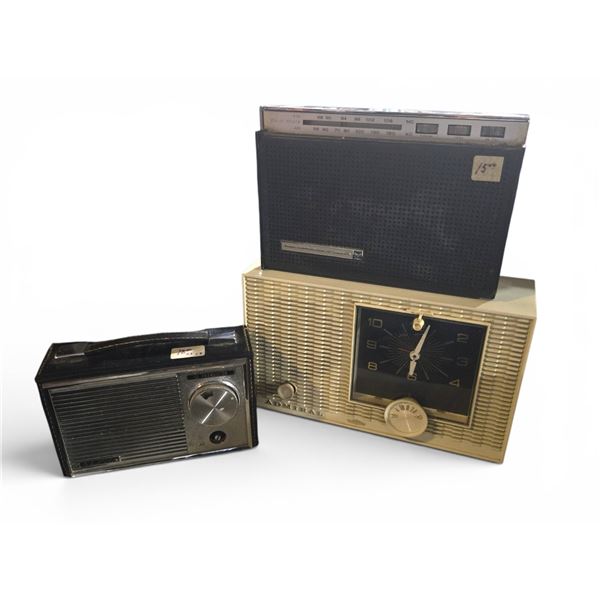 Group of 3 Vintage Clock Portable Radios & Transistor - includes Canadian Admiral Corporation LTD. M
