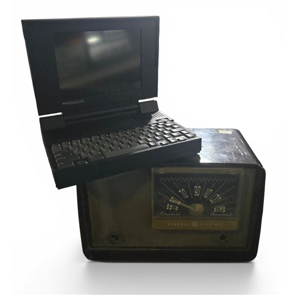 NEC Notebook Computer, Model UltraLite SL/25C & General Electric AM Tube Radio 1950's