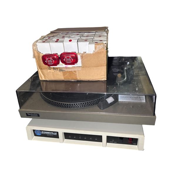 1970s Technics SL-23 Turntable and 1980s Bonneville Telecommunications Data Receiver