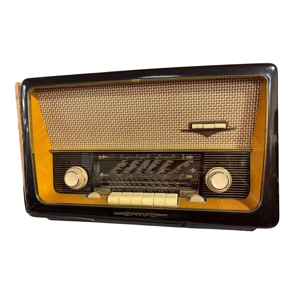 1950-60s EMUD Rekord Senior 60 AM/FM/SW Tube Radio - wooden case damaged