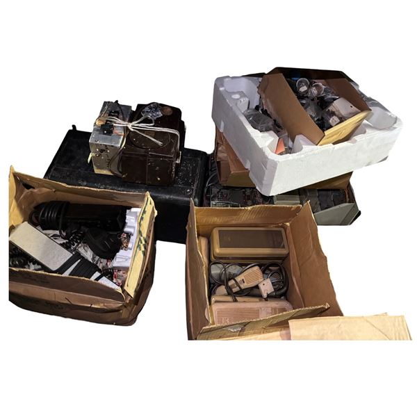 Mixed Lot of Vintage Microphones, Resistors, Capacitors, and Other Small Parts
