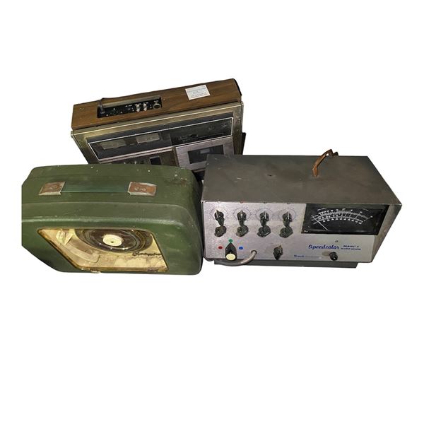 Group of 3 - Babyphon Portable Record Player, JVC Cassette Deck, and Treck Speedcolor Marc I Analyze