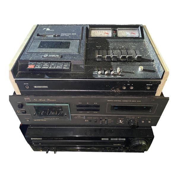 group of 3 - Nakamichi 500 Dual-Tracer Cassette Deck, NAD 6100 Stereo Cassette Deck, and Pioneer CLD