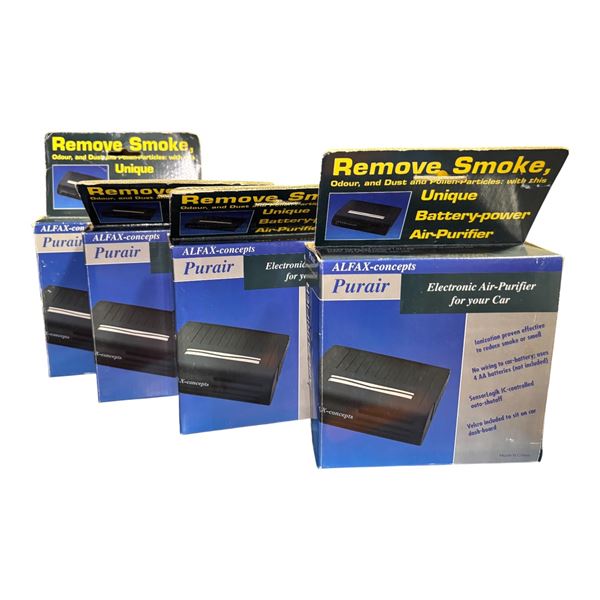 Group of 4 Vintage In box Remove Smoke Battery Powered Air-Purifier for Car