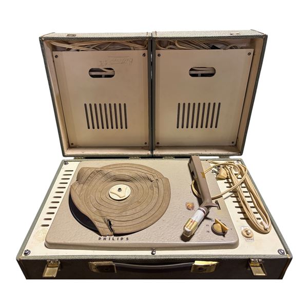 Vintage Philips Portable Suitcase Turntable Record Player