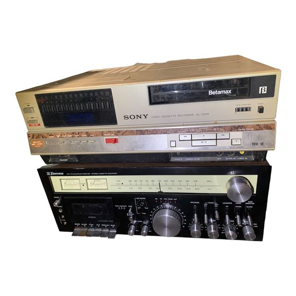 Sony Betamax Video Cassette Recorder SL-5000 & Emerson AM-FM Multiplex Stereo Receiver/Cassette Reco