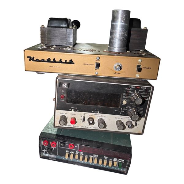 Group of 3 - Vintage Heathkit UA-2  Amplifier, Monsanto Model 101B Counter-Timer, and Service Crew M