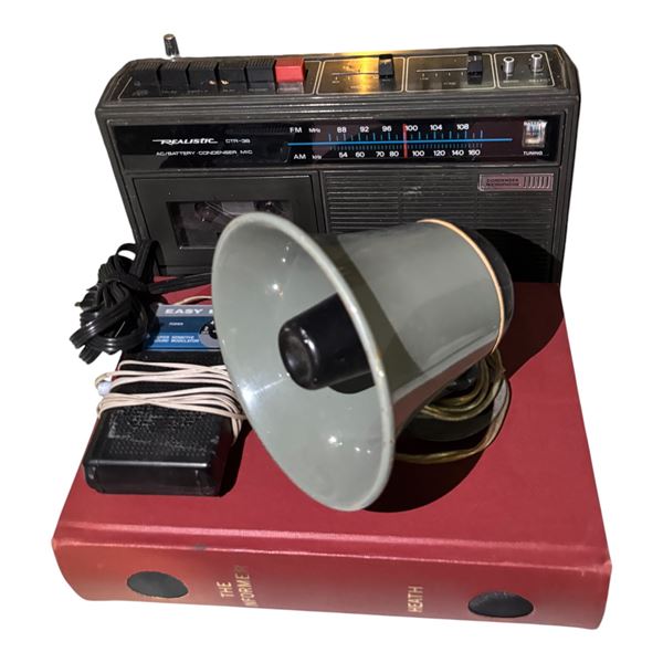 Vintage Realistic CTR-38 Radio Cassette Recorder with Megaphone and Accessories