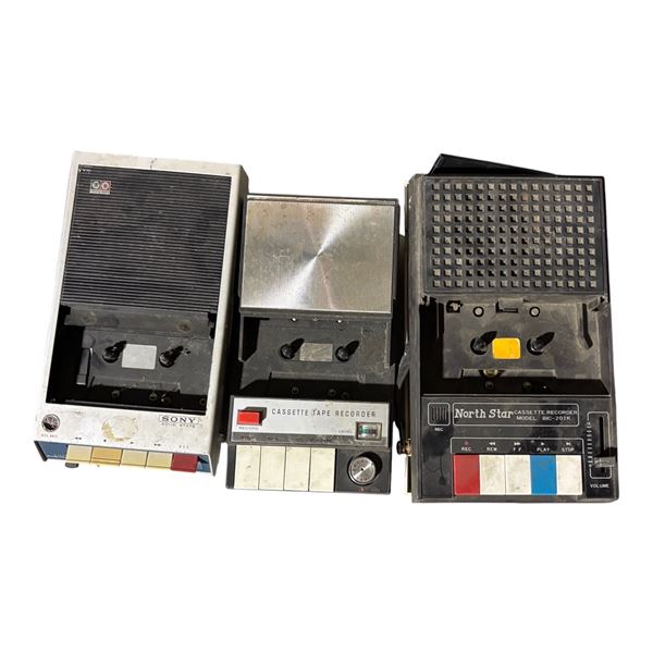 Collection of Vintage Portable Cassette Tape Recorders