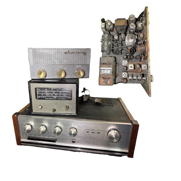 4-Pcs Lot: Vintage Seabreeze Model A100 Amplifier, Carter Genemotor, Rotel Amplifier, Morrow Radio U