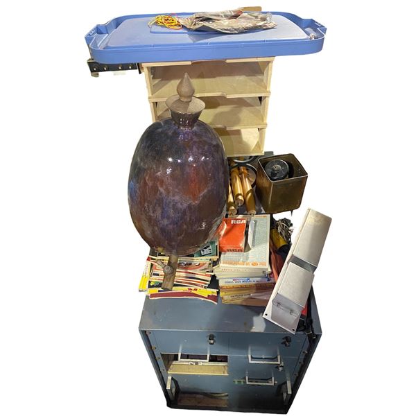 Group of Misc Items: Vintage Electric Magazines, RCA Boxes, Components, Ornate Urn, and More