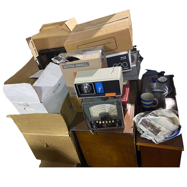 Large group of Misc items: 8 Track Tapes, Great Base Station Radio, Jackson Oscillator, and More