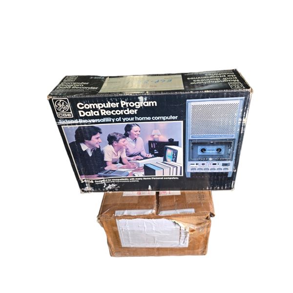 Box of Misc Electronic Components & Computer Data Recorder in box