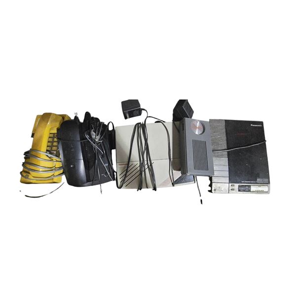 Assorted Vintage Electronics Including GE and Panasonic Phones and Cassette Equipment