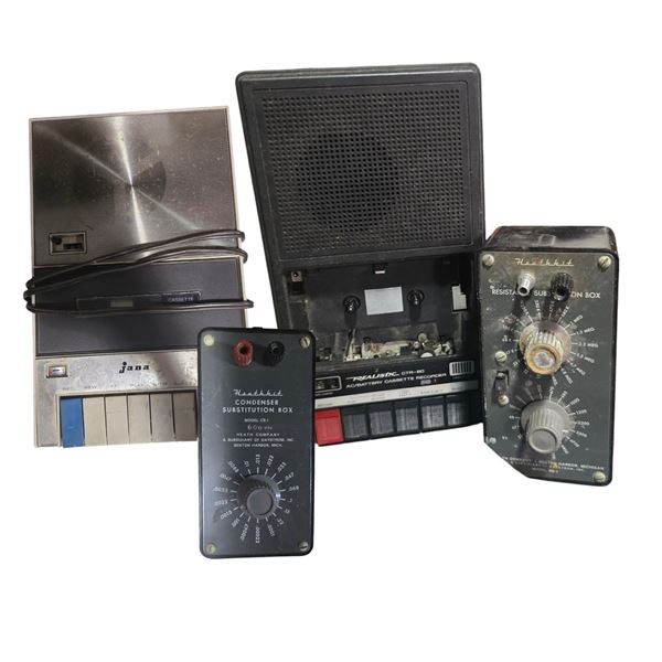 Group of 4: Heathkit CS-1 & RS-1 Condenser Substitution Box, Jana and Realistic Cassette Player & Re