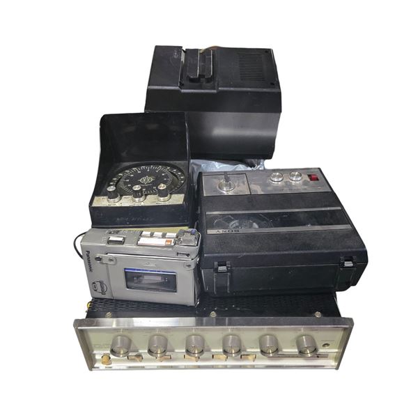 Group of Misc Devices: Sony Tape Recorder, Panasonic Player, Dynalab Marine and More Brands