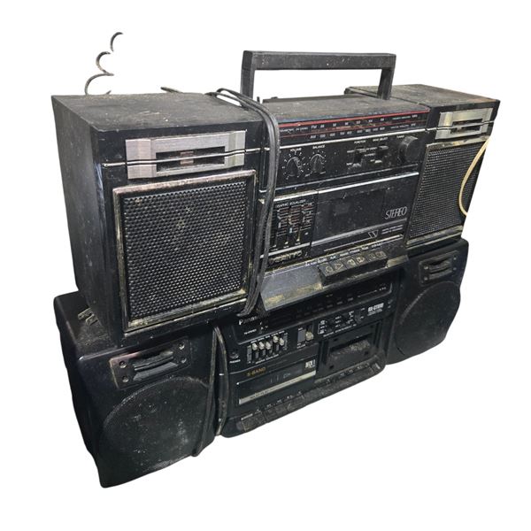 2 Vintage Radio Cassette Recorder Boombox: Sanyo and Panasonic