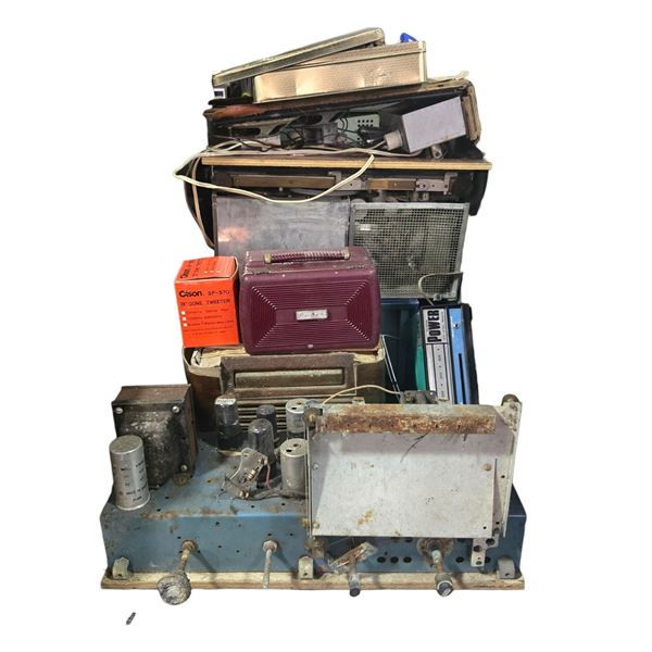 Group of Vintage Electronic Parts Includes Cison Tweeter, Portable Radio Receiver, and More