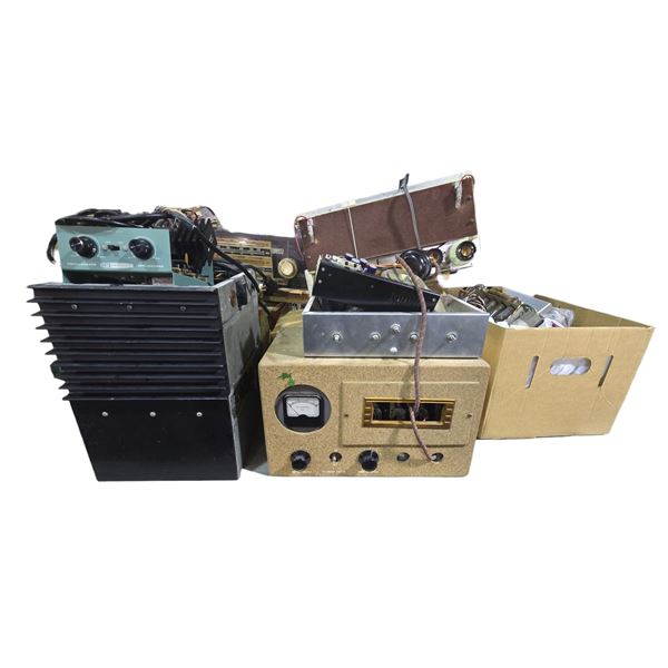 Group of Electronic Parts Includes Oscillator, Filament Voltage Unit, Ribbed Amplifier, and More