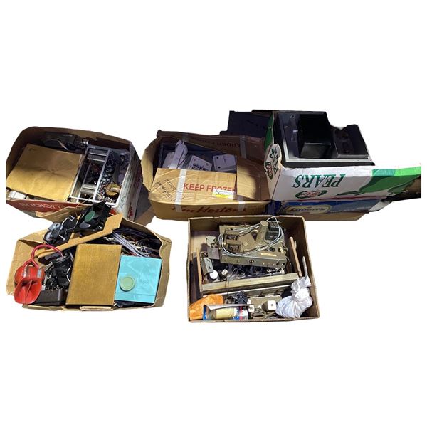 Group of Electronic Parts, Tube Chassis, Lab Component, and More