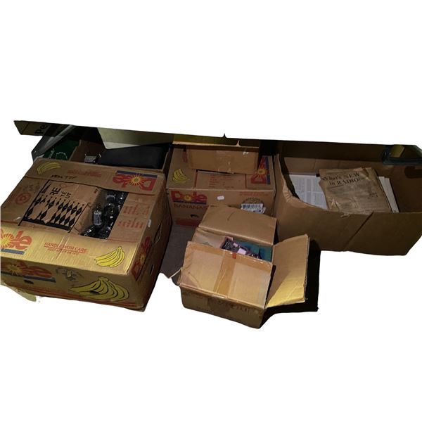 Assorted Radio Vacuum Tubes, Vintage Directory Ephemera, Module Units, And Accessories