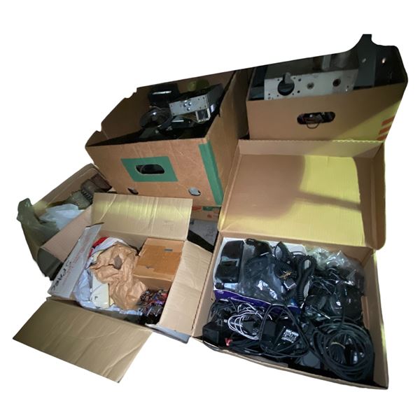 Mixed Lot: Radio Parts, Power Supplies, Cables, Internal Modules, and More