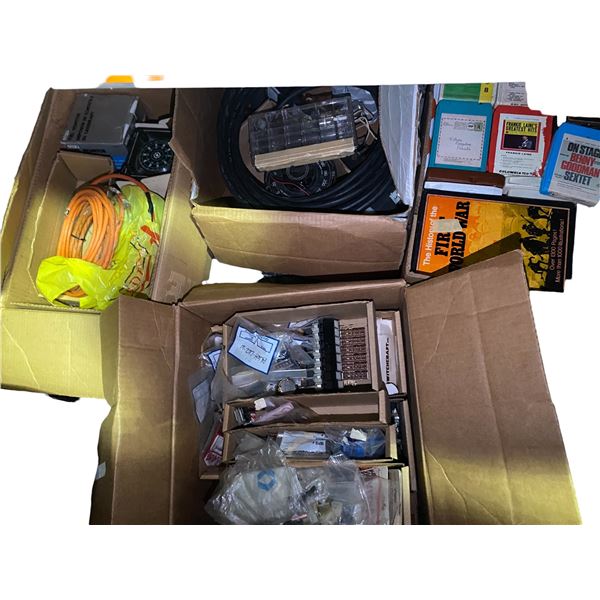 Group Lot: Vintage Electronics: 8-Track Tapes, Switchcraft Components, Tapes, and More