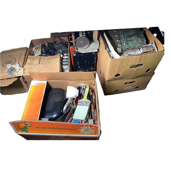 Group of Radio Receiver, Chassis, Variable Capacitors and Analog Meter