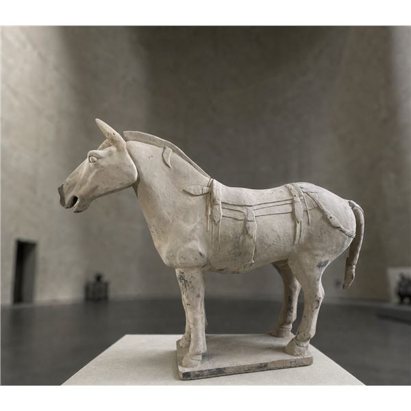 Life-Size Terracotta Warhorse Statue, Approx. H68" x L80" x W20"