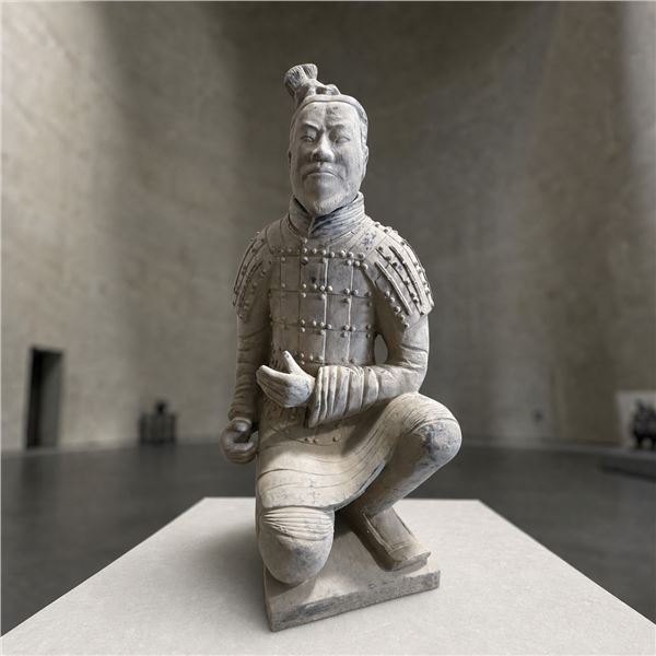 Life-Size Terracotta Warrior Statue - Kneeling Archer, Approx. H45" x W24" x D23"
