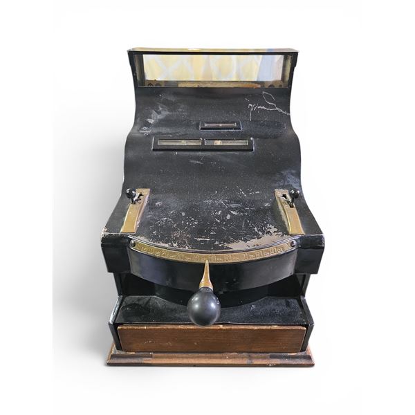 Antique Mechanical Cash Register, Black Enamel & Brass