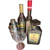 Image 2 : Vintage Barware & Souvenir Lot: Shaker, Pennants, Pipe, Metaxa, Amaretto di Saronno Bottles, and Mor