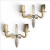 Image 1 : Pair of Ornate Gilt Bronze Wall Sconces Feathered Fleur-de-Lis Design, Two-Arm