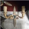 Image 4 : Pair of Ornate Gilt Bronze Wall Sconces Feathered Fleur-de-Lis Design, Two-Arm