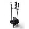 Image 1 : Cast Iron Fireplace Tool Set with Stand - 4-Piece, Ball & Ring Handles