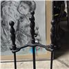 Image 3 : Cast Iron Fireplace Tool Set with Stand - 4-Piece, Ball & Ring Handles