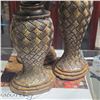 Image 2 : Set of 3 Graduated Basketweave-Carved Candle Pillars (Various Sizes)