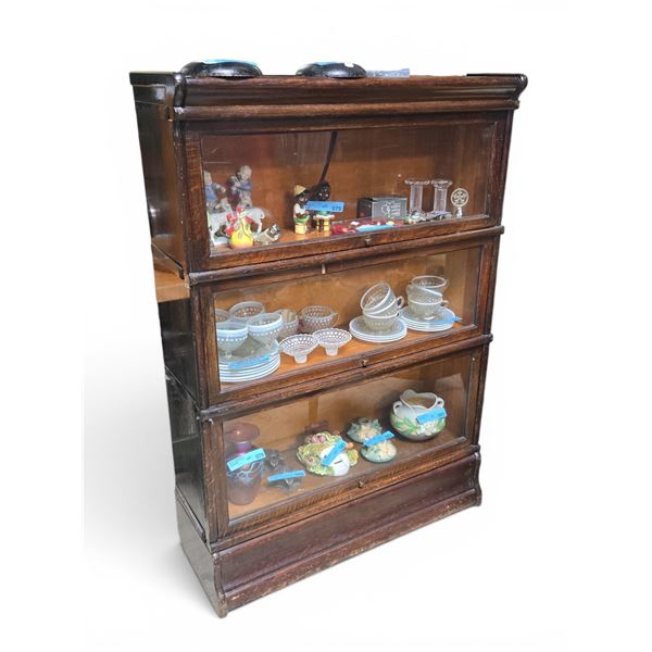 Early 1900s Globe Wernicke 3-Tier Barrister's Bookcase, Grade 296 (34x12x49)