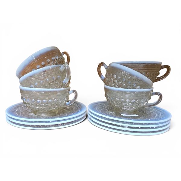Vintage Hobnail Opalescent Glass Cup & Saucer Set