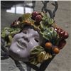Image 3 : Majolica-Style Wall Pocket, Face with Leaves & Berries